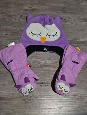 Kombi | Toddler Hat & Mitten Set | Purple Owl